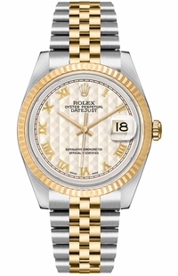 Rolex Datejust 36 Ivory Dial 18k Gold & Steel Watch 16233