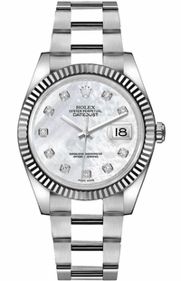 Rolex Datejust 36 Mother of Pearl Diamond Oyster Bracelet Watch 116234