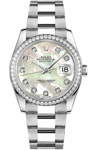 Rolex Datejust 36 Mother of Pearl Diamond Oyster Bracelet Watch 116244