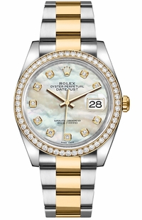 Rolex Datejust 36 Mother of Pearl Oyster Bracelet Watch 116243-0027