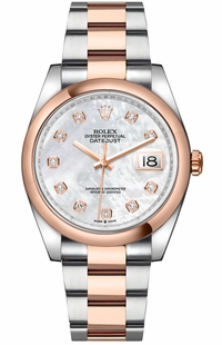 Rolex Datejust 36 Mother of Pearl Oyster Bracelet Watch 126201-0022