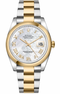 Rolex Datejust 36 Mother of Pearl Roman Numeral Oyster Bracelet Watch 116203-0190 