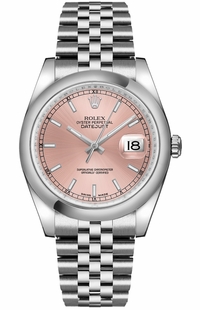 Rolex Datejust 36 Pink Dial Domed Bezel Watch 116200-0095
