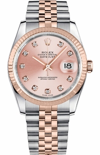 Rolex Datejust 36 Pink Diamond Jubilee Bracelet Watch 116231-0057