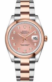 Rolex Datejust 36 Pink Diamond Oyster Bracelet Watch 116201-0081