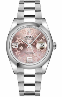 Rolex Datejust 36 Pink Floral Steel Watch 116200-0072