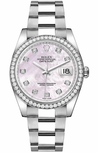 Rolex Datejust 36 Pink Mother of Pearl Diamond Watch 116244