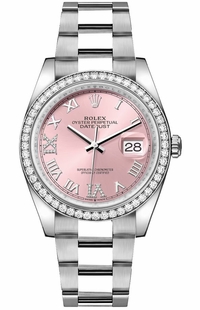 Rolex Datejust 36 Pink Roman Diamond Dial Women's Watch 126284RBR-0024