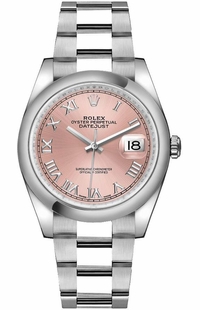 Rolex Datejust 36 Pink Roman Numeral Dial Watch 116200