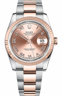 Rolex Datejust 36 Pink Roman Numeral Oyster Bracelet Watch 116231
