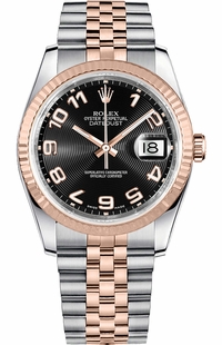 Rolex Datejust 36 Rose Gold Fluted Bezel Watch 116231-0090