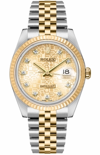 Rolex Datejust 36 Silver Dial Diamond Two-tone Luxury Watch 16233