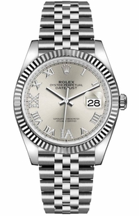 Rolex Datejust 36 Silver Dial Fluted Bezel Jubilee Bracelet Watch 126234-0029