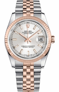 Rolex Datejust 36 Silver Dial Fluted Bezel Watch 116231