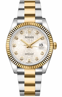 Rolex Datejust 36 Silver Diamond Dial Oyster Bracelet Watch 116233-0168
