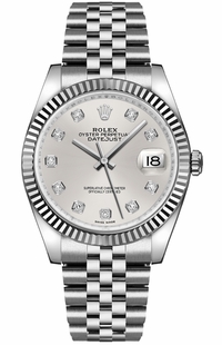Rolex Datejust 36 Silver Diamond Dial Watch 116234-0084