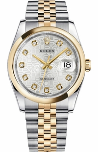Rolex Datejust 36 Silver Diamond Jubilee Dial Watch 116203-0177