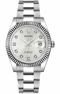 Rolex Datejust 36 Silver Diamond Jubilee Oyster Bracelet Watch 116234-0135