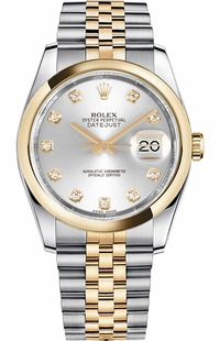 Rolex Datejust 36 Silver Diamond Watch 116203-0176