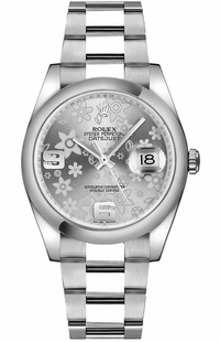 Rolex Datejust 36 Silver Floral Dial Watch 116200-0071