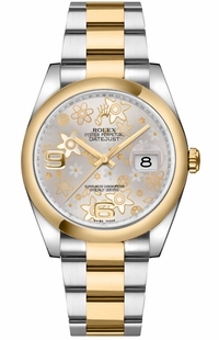 Rolex Datejust 36 Silver Floral Dial Watch 116203-0146