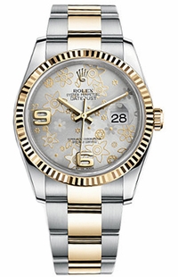 Rolex Datejust 36 Silver Floral Dial Watch 116233-0182