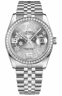 Rolex Datejust 36 Silver Floral Dial Watch 116244