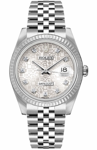 Rolex Datejust 36 Silver Jubilee Dial Diamonds Unisex Watch 16234