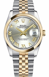 Rolex Datejust 36 Silver Roman Numeral Dial Watch 116203