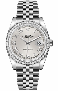 Rolex Datejust 36 Silver Roman Numeral Dial Watch 116244-0055