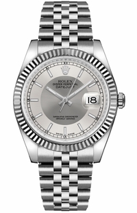 Rolex Datejust 36 Silver & Steel Dial Jubilee Bracelet Watch 116234