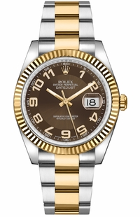 Rolex Datejust 36 Solid 18K Yellow Gold Fluted Bezel Watch 116233-0220