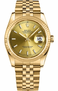 Rolex Datejust 36 Solid Gold Fluted Bezel Watch 116238-0059