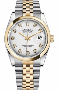 Rolex Datejust 36 Watch White Diamond Dial 116203-0175