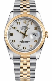 Rolex Datejust 36 White Dial Fluted Bezel Watch 116233