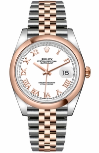 Rolex Datejust 36 White Dial Roman Numerals Watch 126201-0015
