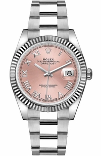 Rolex Datejust 36 White Gold Fluted Bezel Pink Dial Watch 116234