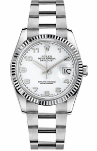 Rolex Datejust 36 White Gold Fluted Bezel Watch 116234