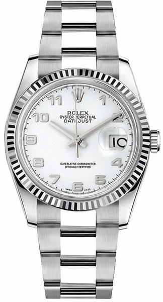 116234 Rolex Oyster Perpetual Datejust 36 Men's White Dial Watch