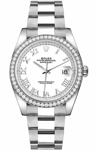 Rolex Datejust 36 White Roman Dial Date Unisex Watch 126284RBR-0018