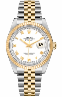 Rolex Datejust 36 White Roman Dial Watch 16233