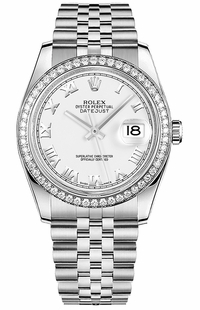 Rolex Datejust 36 White Roman Numeral Dial Watch 116244