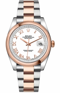 Rolex Datejust 36 White Roman Numeral Oyster Bracelet Watch 116201-0093