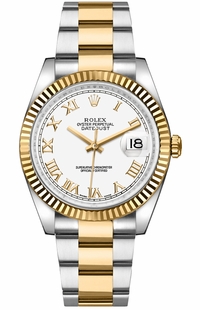 Rolex Datejust 36 White Roman Numeral Oyster Bracelet Watch 116233-0178