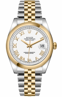Rolex Datejust 36 White Roman Numeral Watch 116203-0144
