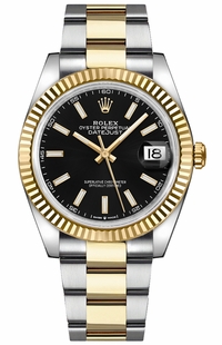 Rolex Datejust 41 Black Dial Fluted Bezel Watch 126333-0013