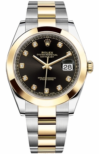 Rolex Datejust 41 Black Diamond Oyster Bracelet Watch 126303-0005