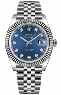 Rolex Datejust 41 Blue Diamond Dial Gold & Steel Watch 126334-0016