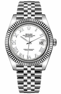 Rolex Datejust 41 White Roman Numeral Dial Men's Watch 126334-0024