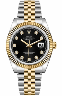 Rolex Datejust 36 Black Diamond Dial Two Tone Unisex Watch 126233-0021